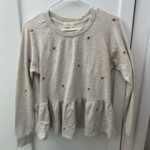 Anthropologie T.La Peplum Embroidered Rose